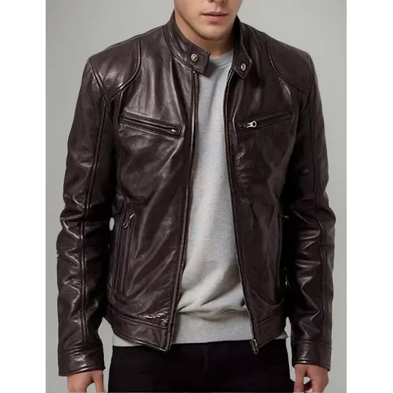 Chaqueta Masculina De Cuero Pu Engrosada Y Acolchada