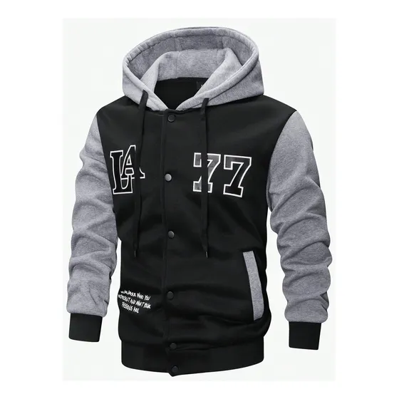 Chaqueta Con Capucha Y Estampado De Letras En Bloques De Col
