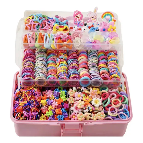 Set 718 Accesorios Pelo Niña Gomitas Y Hebillas 718 Pcs Girls Hair Ties No