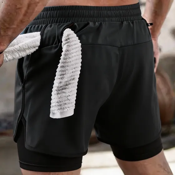 Short Deportivo Hombre Secado Rápido Con Calza Interna Y Bolsillo Con Cierre