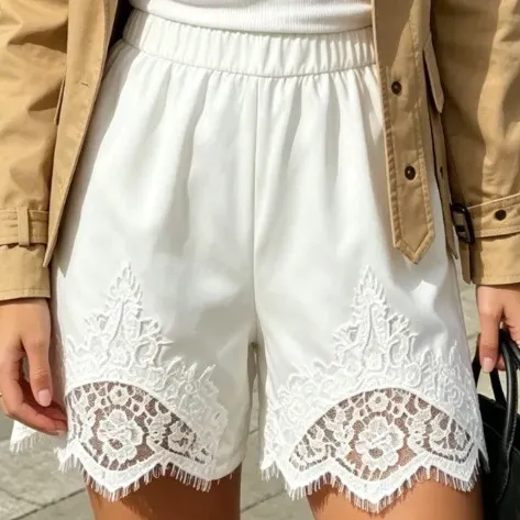 Encaje Elástico Ancho Delgado Moderno Mujer Casual Short