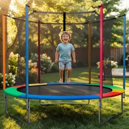 Cama elástica Bounce CE08FTcon diámetro de 2.44 m, color del cobertor de resortes multicolor y lona negra