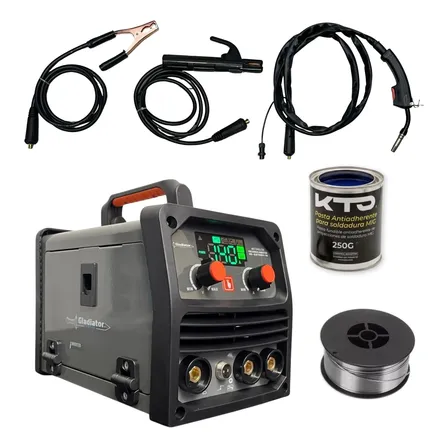 Soldadora Inverter 140a Mig Flux Mma Tig Lift +flux 08 X 1kg Gris