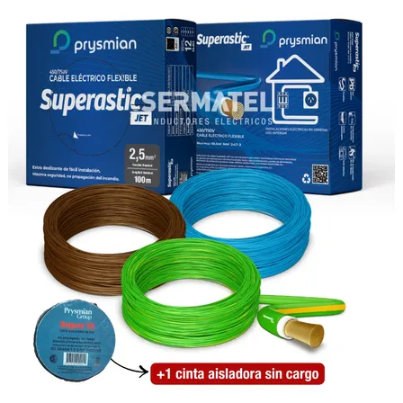 Cable Unipolar Prysmian 1x2.5 Pack Celeste+marron+va 100mt Celeste Marron V/a
