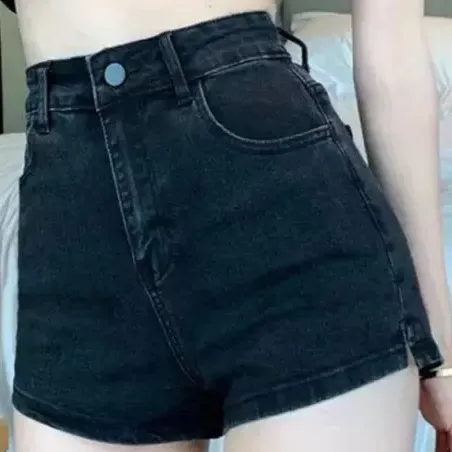 Short Abertura Cintura Alta Elástico Ancho Ajustado Moderno