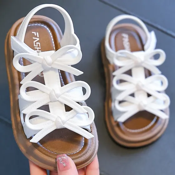 Sandalias Para Nena Con Moños Estilo Romano White 33 Eu