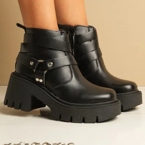Bota Borcego Becca Cuero Veggie Diseño Moda Comodos Half