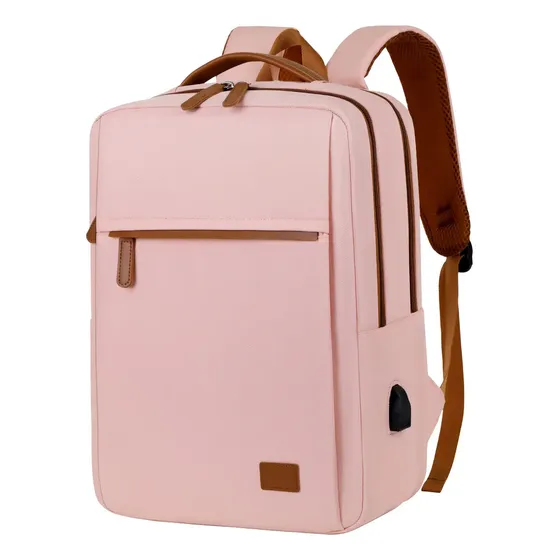 Mochila T-go Urbana Ejecutiva 15.6 Mujer Eb104-105 Color Rosa Claro Diseño De La Tela Lisa