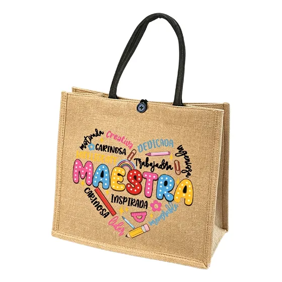 Bolso Tote Estampado Maestra Para Trabajo