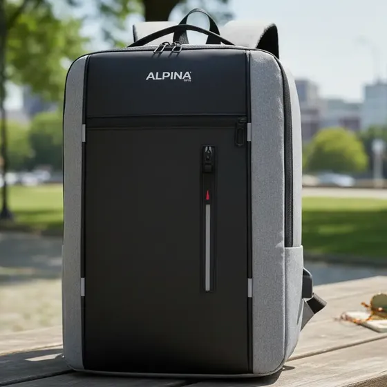 Alpina 1327 Mochila Porta Notebook 17 Con Carga Usb Tela Ant Color Gris Diseño De La Tela Liso