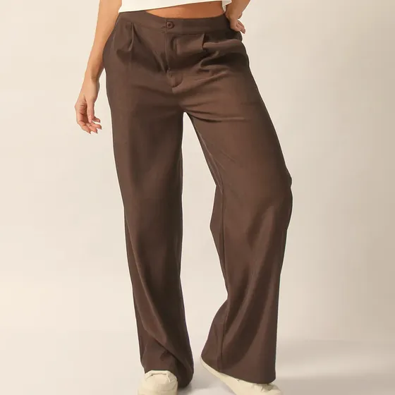 Pantalon Chicago Sastrero Chocolate Tiro Medio Elastizado