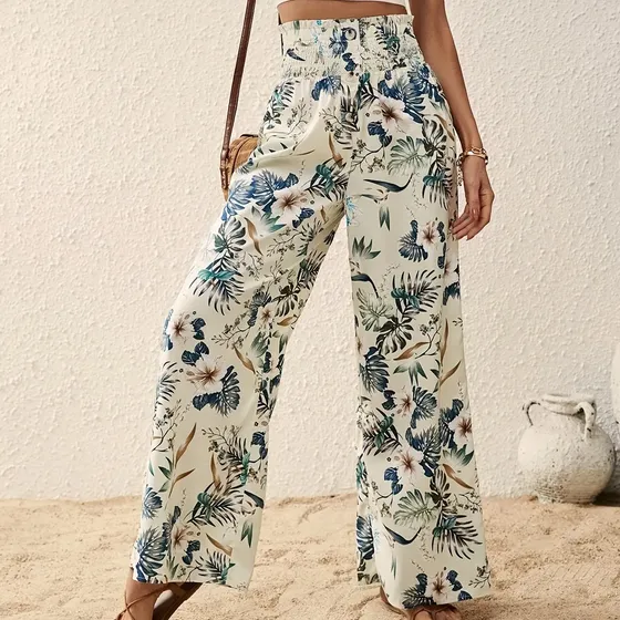 Pantalón Palazzo Tiro Alto Mujer Para Playa