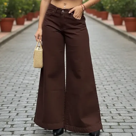 Pantalon Zaira Jeans Palazzo De Mujer
