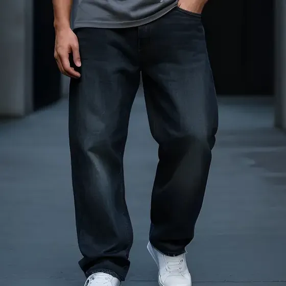 Jean Baggy Hombre Algodon Negro Legado Azzurro