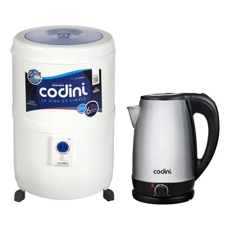 Combo Lavarropas Semiautomático 10 Kg Pava Termostato Codini