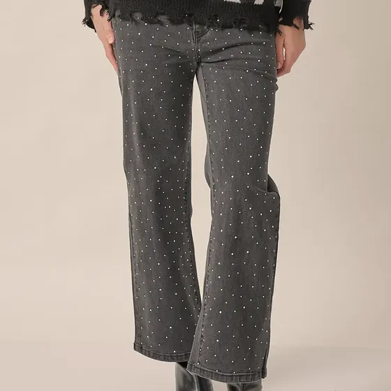 Jean Vicky Wide Leg Elastizado Con Strass Talles Grandes