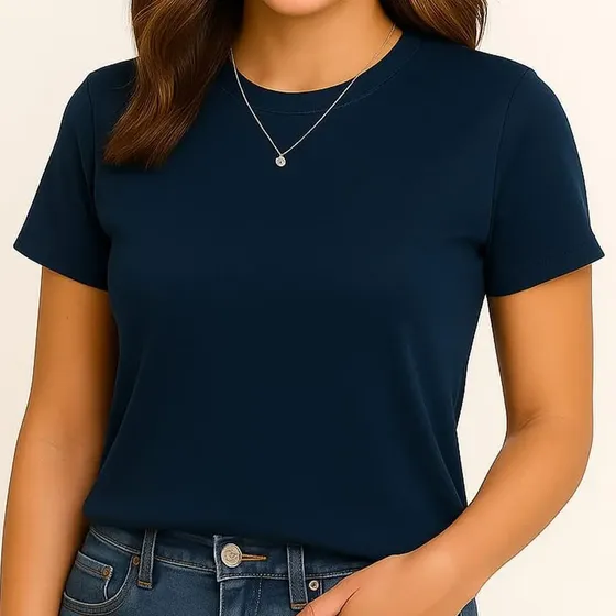 Remera Mujer Lisa Manga Corta Algodon Premium Cuello Redondo