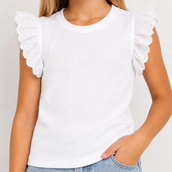 Remera Nena Con Volados Musculosa Talles 6 Al 16