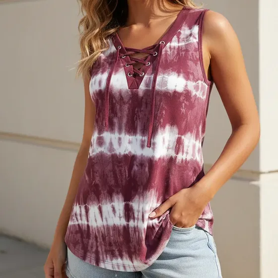 Musculosa Con Cordones En Escote Para Mujer