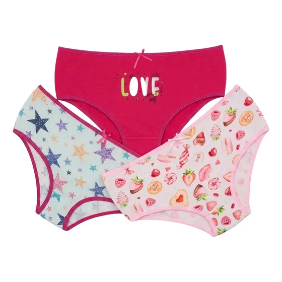 Pack X 3 Bombachas Culotte Nena Estampados Natubel Art. 6004