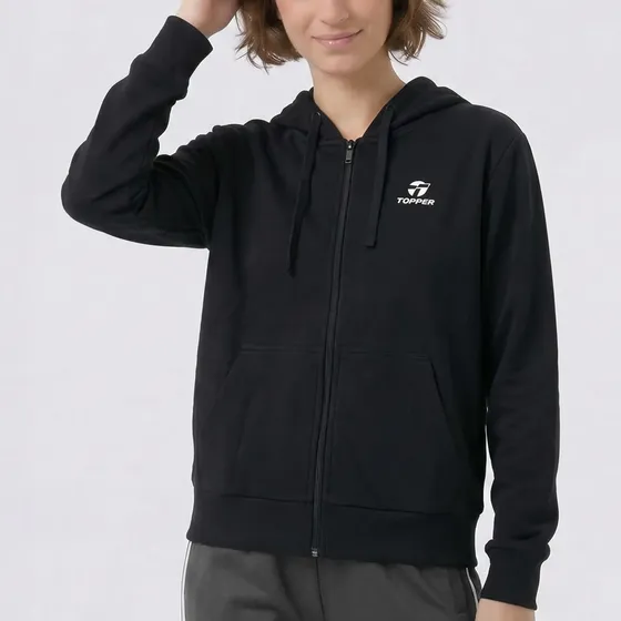 Buzo Topper Mujer Con Cierre Basico Ii Negro Jet