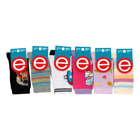 Pack X 6 Pares Medias 1/2 Caña Juveniles Talles 4/5 Elemento