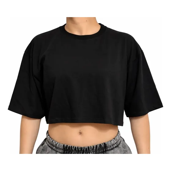 Remera Crop Top Oversize 100% Algodón Peinado