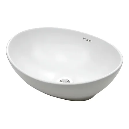 Bacha Piazza Blanca De Apoyo Ovalada Blanca 41x33x14,5 Cm  Blanco Esmaltado