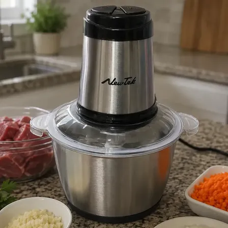 Procesadoras electricas cortadoras picadoras alimentos acero 2 litros 2 velocidades rallador cuchillas potencia facil de limpiar gran capacidad Newtek 2707