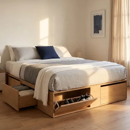 Cama Box 2 Plazas Queen Xl Extensible 140 Cm O 160 Cm Con Cajones Zapateros Baulera Roble Kendal Dormitorio Moderna Guardado Completo Cam160 Dielfe