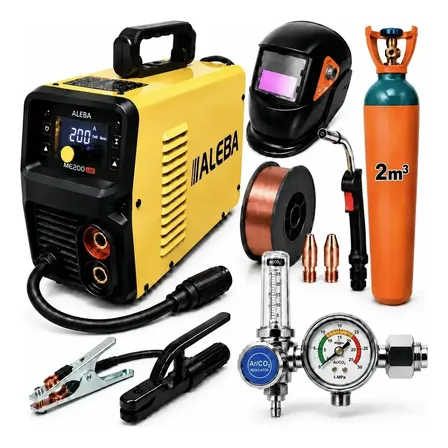 Soldadora Mig + Tig + Mma + Tubo Gas Atal 200 Amp Aleba Amarillo