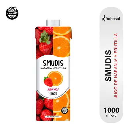 Jugo Smudis Naranja y Frutilla 100% Natural 1000ml