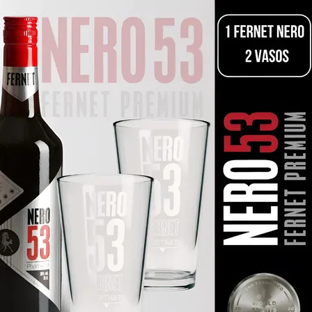 Fernet Nero53 Premium + 2 Vasos Nero53