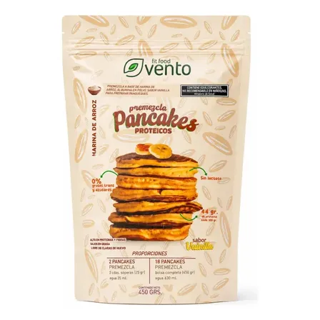 Premezcla Pancakes Vento Fit Harina De Arroz Vainilla X420gr