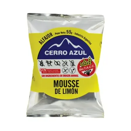 Alfajor Cerro Azul Mouse de Limón Sin TACC Sin Azúcar 55g