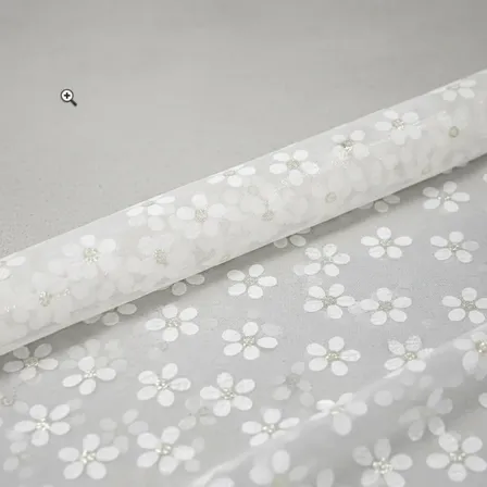 Tela Organza Margaritas  1,50 X 1 Metro  Una Locura !! Transparente Transparente Con Margaritas