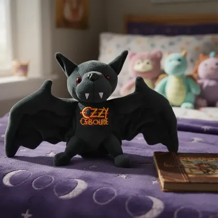 Muñeco Murcielago Ozzy Osbourne Importado Sabbath Peluche Gris Oscuro