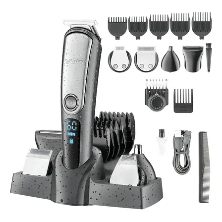 Máquina Cortar Pelo Barba Nariz Grooming 5en1 Vgr V-105 Ipx6 Color Gris