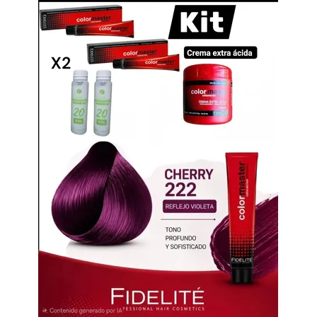 Kit X2 Tinturas Cherry 222 + Oxidantes 20vol + Crema Ácida Cherry 222