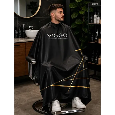 Capa De Peluqueria Barberia Viggo Cuello Silicona V126 Negro