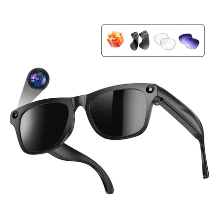 Anteojos Inteligentes Con Cámara Bluetooth Llamadas Y Música Sunglasses Negro Standard