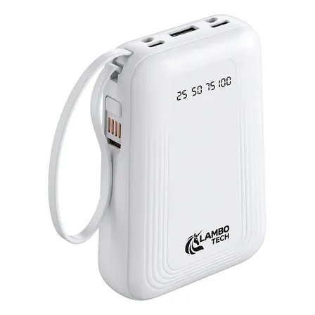 Cargador Portátil Power Bank 10000mah 4en1 Lambo Tech 10.5w Blanco