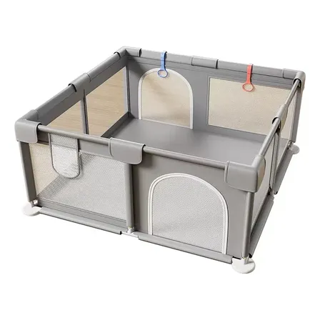Corralito De Juego Para Bebe Premium Cuadrado 2x2mts Gris Plano
