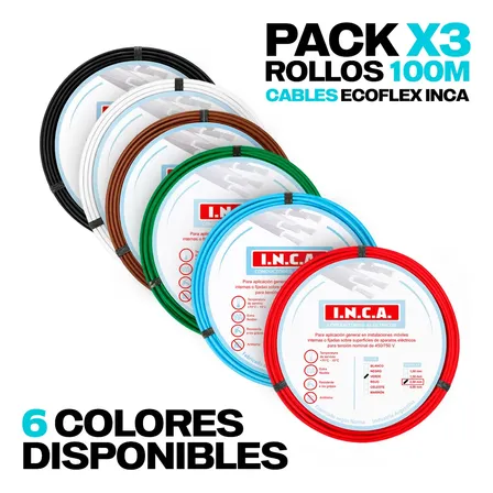 Cable Unipolar 2.5mm / Pack X 3 (300 Mts) Celeste Verde Marron