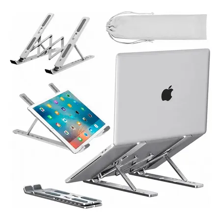 Soporte Notebook Plegable Aluminio Portátil Base Tablet Mac Color Plateado