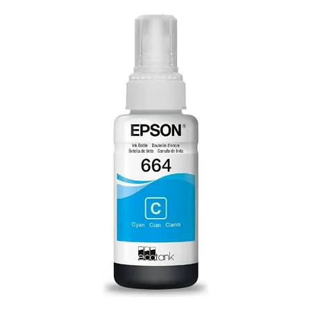Tinta Epson T664 Cian de 70 mL Para EcoTank