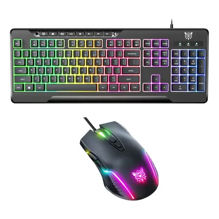 Kit Teclado Y Mouse Gamer Onikuma Rgb Retroiluminado Led Negro