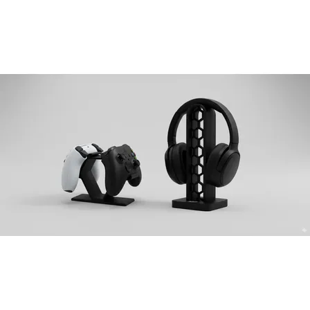 Kit Gamers: Soporte Doble Mando Joystick Ps5 Ps4 Xbox + Soporte Base Auriculares Escritorio