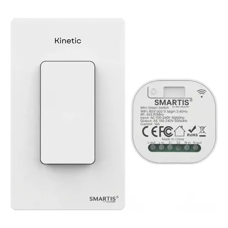 Interruptor Kinético Smart Wifi Rf 10a + Tecla Smartis Tuya Blanco