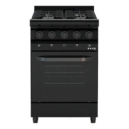 Cocina Industrial Saho Kuro 550 Multigas Negra 4 Hornallas Puerta Vidrio